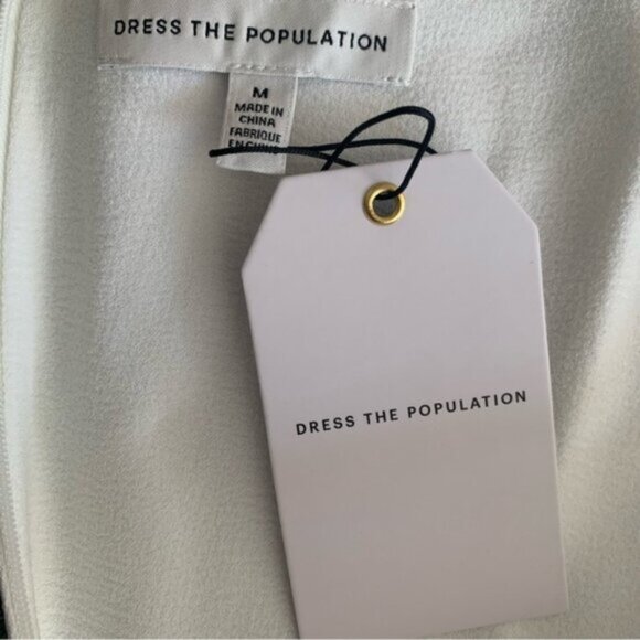 NWT Dress the Population White Sleeveless V-Neck Sheath Cocktail Dress - Picture 14 of 15